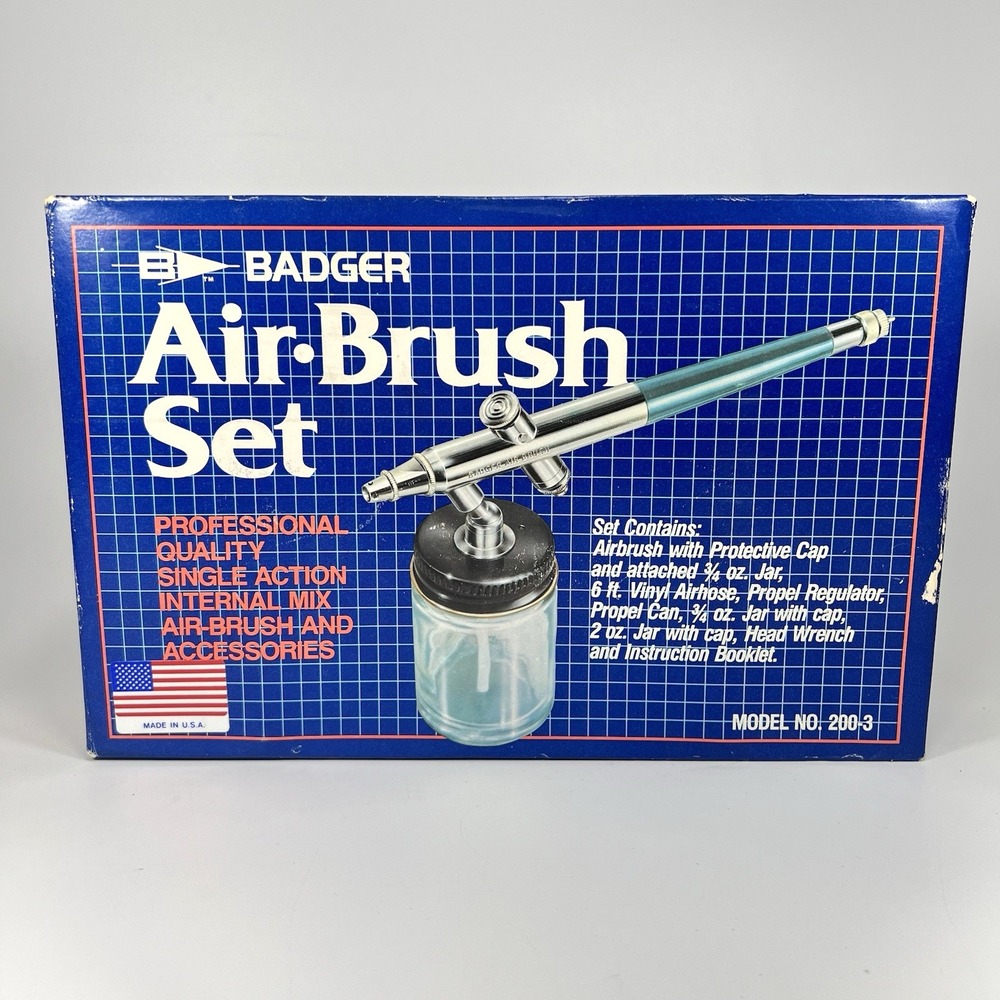 Vintage Badger Model 200-3 Airbrush Set and Accessories New in Box - Sealed